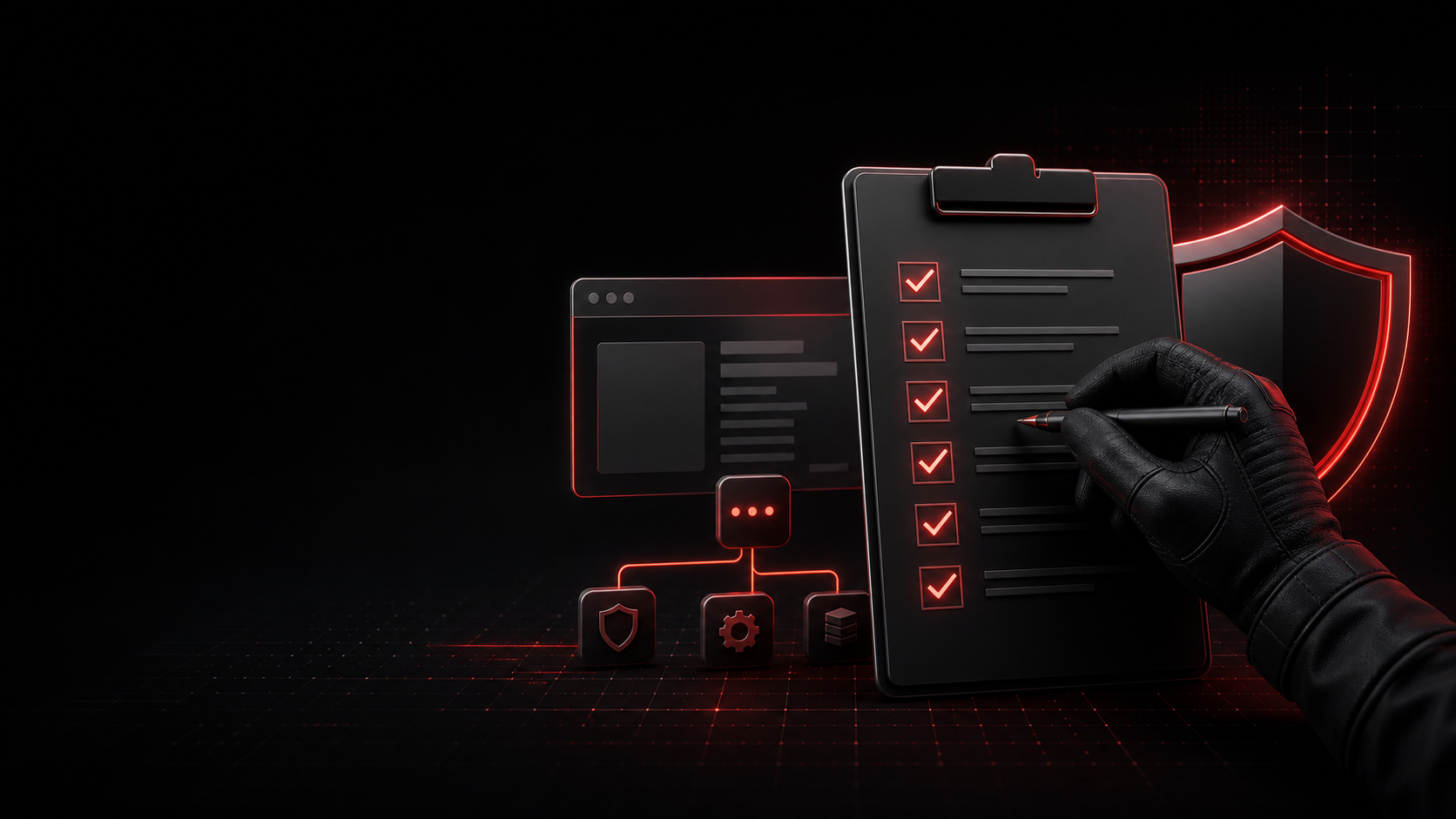 Security analyst reviewing an application penetration-test readiness checklist